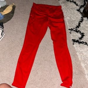 Red Zipper Leggings